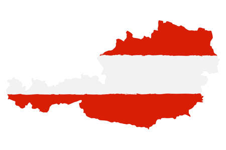 Map of Austria with Flag. Hand Painted with Brush. Vector Illustration.のイラスト素材