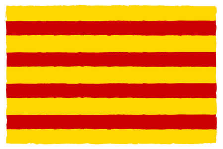 Flag of Catalonia. Hand Painted with Brush. Vector Illustration.のイラスト素材