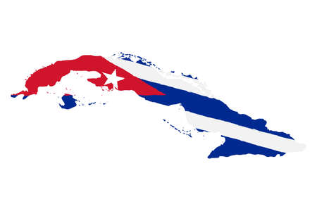 Map of Cuba with flag. Hand painted with brush. Vector illustration.のイラスト素材