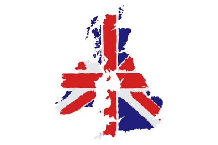 Map of Great Britain with Flag. Vector Illustration Hand Painted with Brush.のイラスト素材
