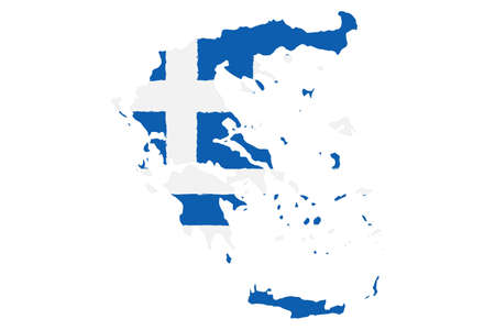 Map of Greece with Flag. Hand Painted with Brush. Vector Illustration.のイラスト素材