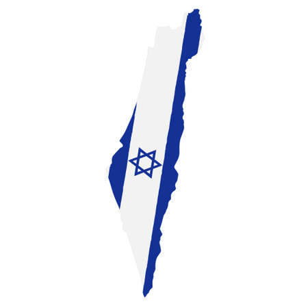Map of Israel with Flag. Hand Painted with Brush. Vector Illustration.のイラスト素材