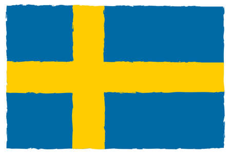 Flag of Sweden. Hand Painted with Brush. Vector Illustration.のイラスト素材