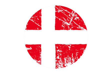 Flag of Denmark grunge style. Hand painted with brush. Vector illustration.のイラスト素材