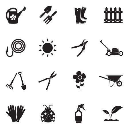 Gardening Icons. Black Flat Design. Vector Illustration.のイラスト素材