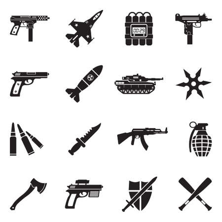 Weapons Icons. Black Flat Design. Vector Illustration.のイラスト素材