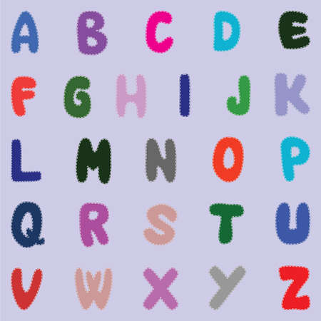 Alphabet for kids. Stitched letters.のイラスト素材