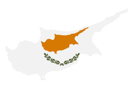 Map of Cyprus with Flag. Hand Painted with Brush. Vector Illustration.のイラスト素材