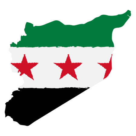 Map of Syria with Flag. Hand Painted with Brush. Vector Illustration.のイラスト素材