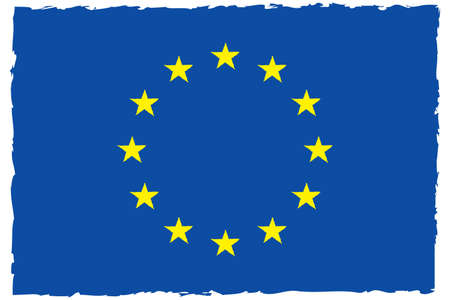 European Union Flag Vector Hand Painted with Brush. Flag Vector Illustration.のイラスト素材