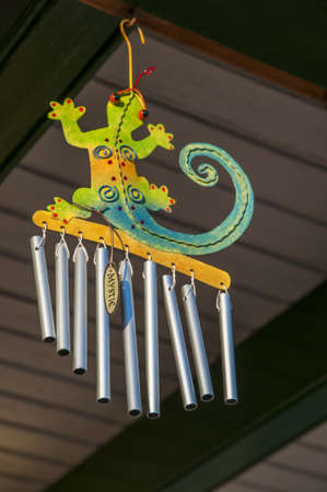 Decorative objects of a lizard with iron pipes