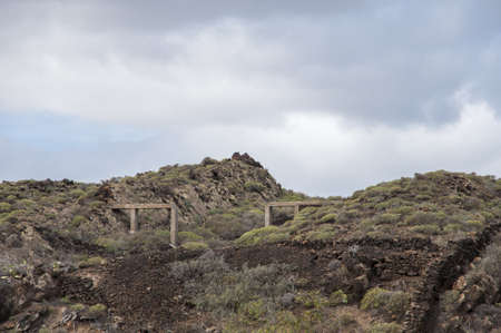 broken bridge in the mountains of Lanzaroteの写真素材