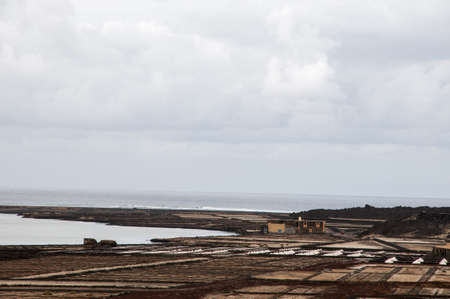 the salt of Lanzarote which collects sea saltのeditorial素材
