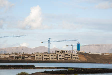 Lanzarote beach full of buildings under constructionのeditorial素材