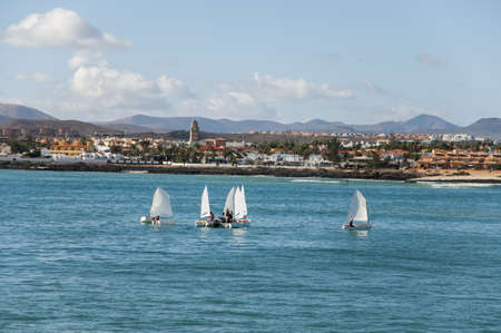 sailing boats cruising the waters of Fuerteventuraのeditorial素材