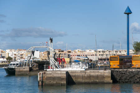 Fuerteventura port where there are boats moored