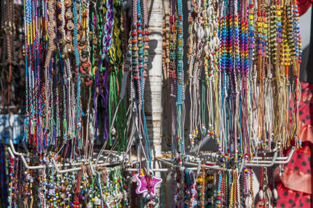 hanging bracelets in many colors so people can see themの写真素材