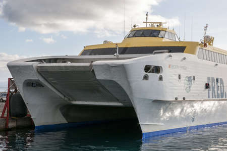very large boat that takes you from Lanzarote to Fuerteventuraのeditorial素材