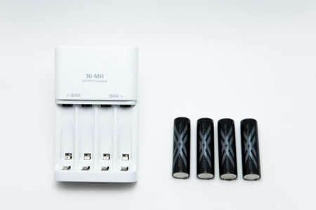battery charger with batteries black colorのeditorial素材