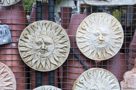 sun and moon in a round ceramic ceramicのeditorial素材