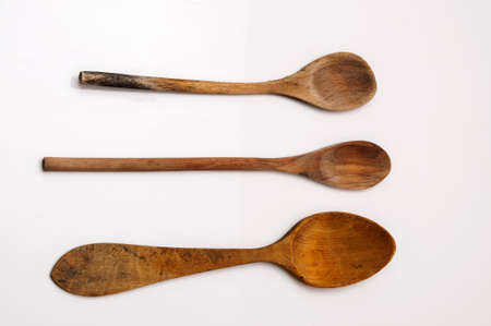 wooden kitchenware where spoons, forks, etc ...の写真素材