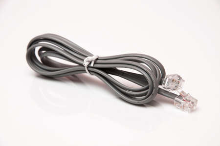 gray telephone cable to connect the routerの写真素材
