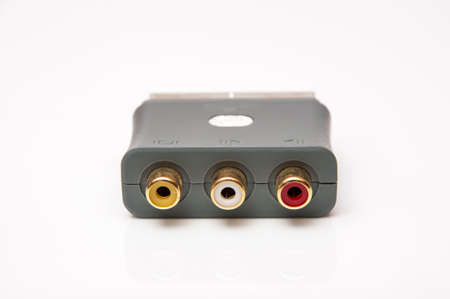 connector that plugs into the TV to plug the video and audio cablesの写真素材