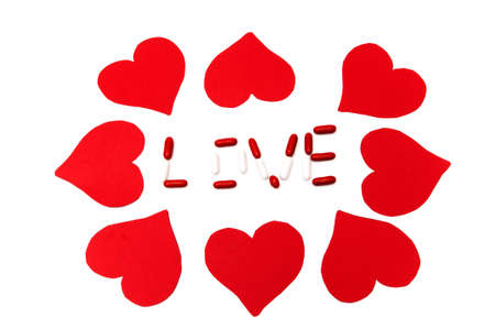 drawing with hearts on a white backgroundの写真素材