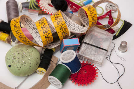 sewing accessories on a white background