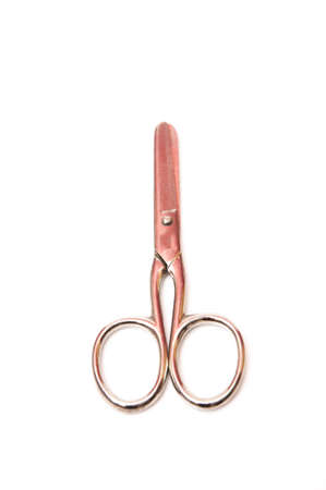 silver scissors on a white backgroundの写真素材