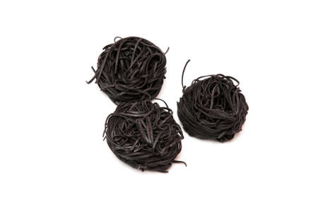 Italian black paste on a white backgroundの写真素材