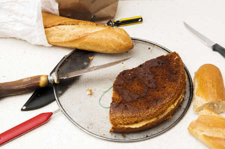 table with food and utensils
