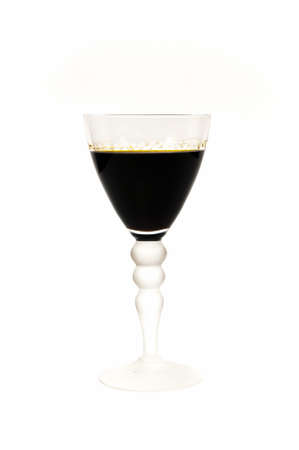glass with red wine on a white background