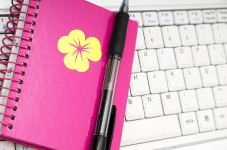 Computer notes to jot down notes usefulの写真素材