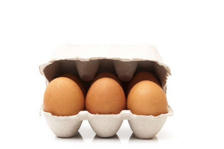 chicken eggs on a white backgroundの写真素材