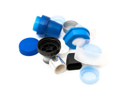 caps for recycling on a white background