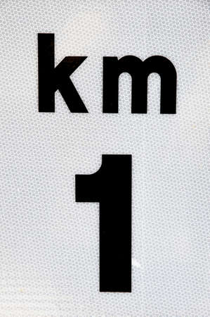 kilometer sign on a bright backgroundの写真素材