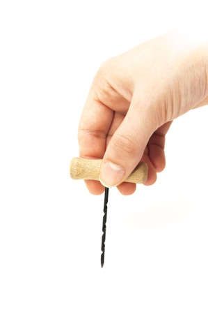 hand with industrial tools on a white backgroundの写真素材