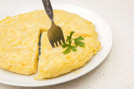 very good omelette on a white backgroundの写真素材