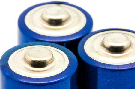 rechargeable batteries on a white backgroundの写真素材