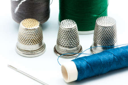 sewing accessories on a white backgroundの写真素材