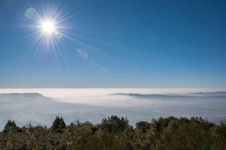 fog in the mountains of Montseny in Barcelona in autumn season