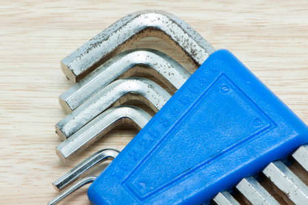 industrial keys on a woodenの写真素材