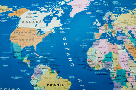 geographical map of america and europeのeditorial素材