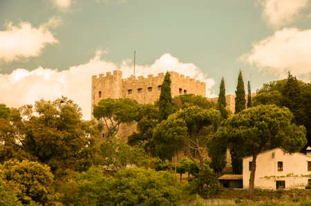 castle La Roca Del Valles located on top of the mountainのeditorial素材