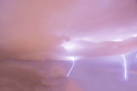 thunder and lightning storm in the chaosの写真素材