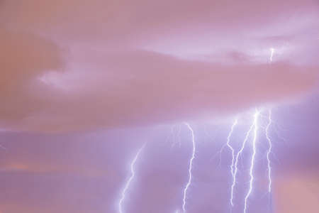 thunder and lightning storm in the chaosの写真素材