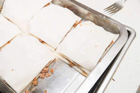 lasagna prepared to put it in the ovenの写真素材