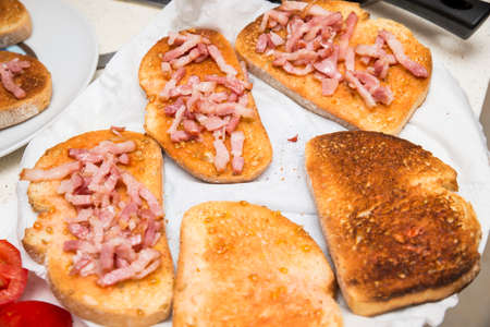 toast with bacon newly missの写真素材