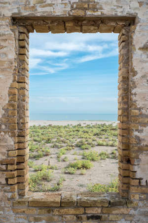 window overlooking the beach Llobregat, Barcelona